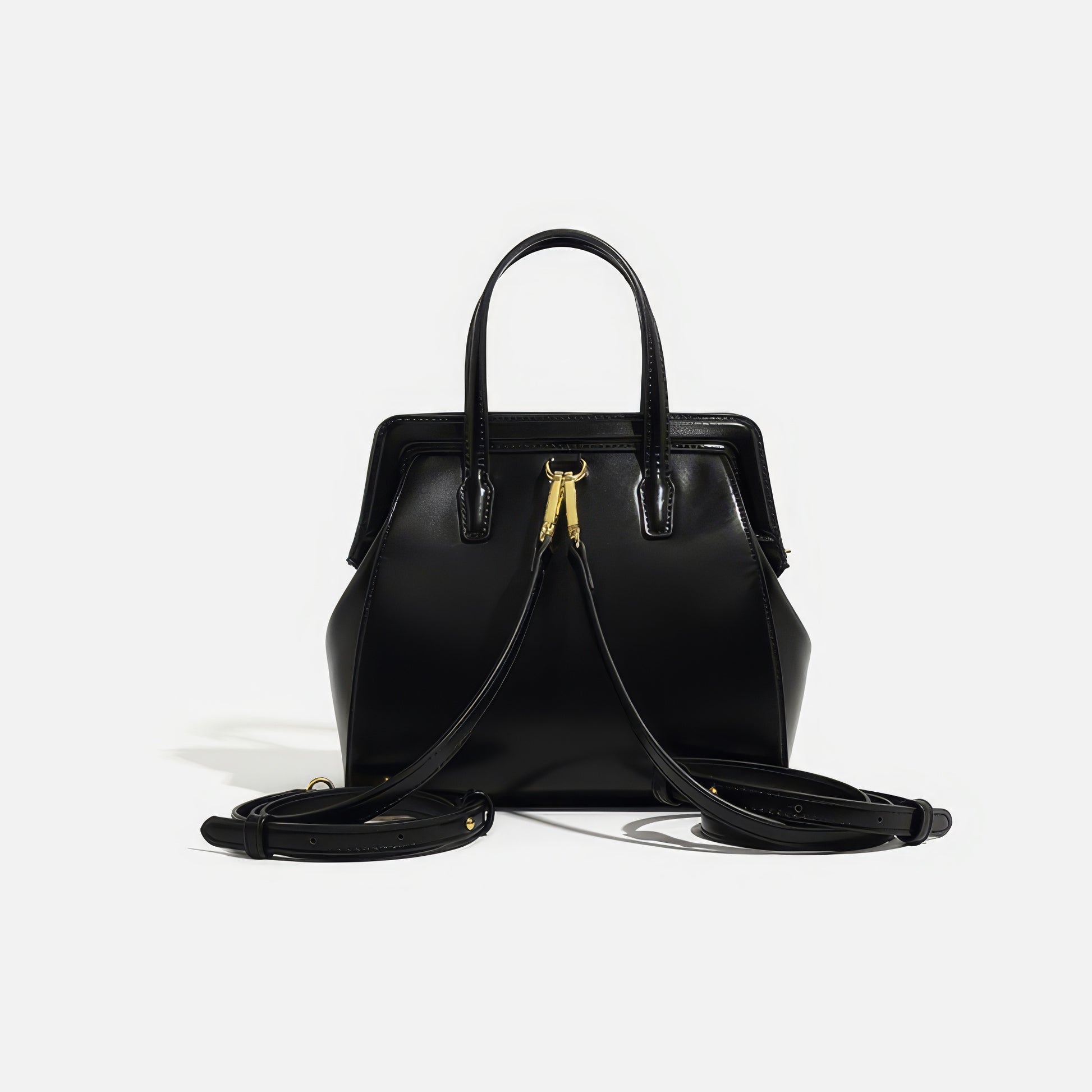 Structured Glossy Top Handle Backpack