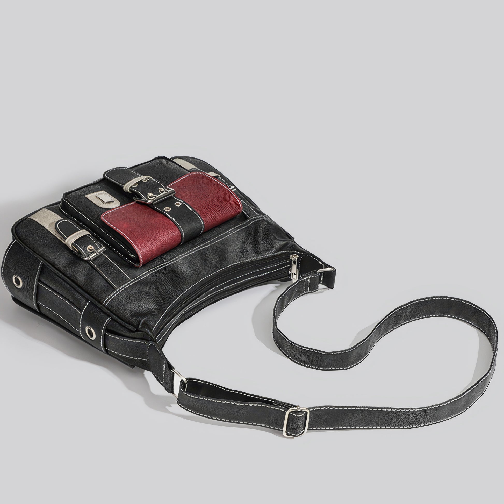 Colorblock Buckle Strap Shoulder Bag
