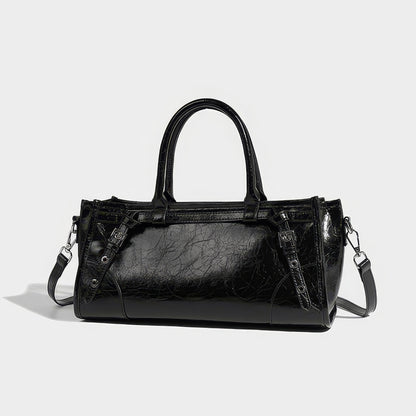Glossy Barrel Buckle Handbag