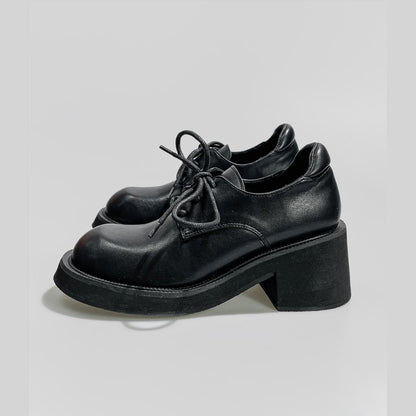 Black Minimalist Chunky Heel Shoes