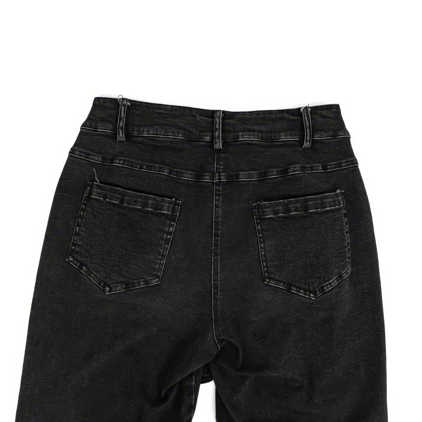 Washed Strap Cargo Flare Jeans