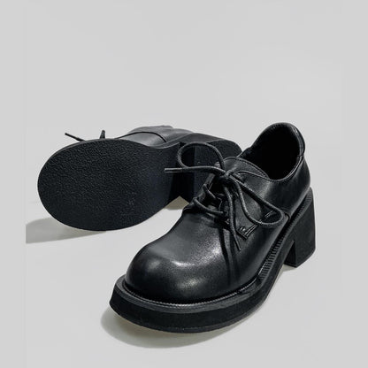 Black Minimalist Chunky Heel Shoes