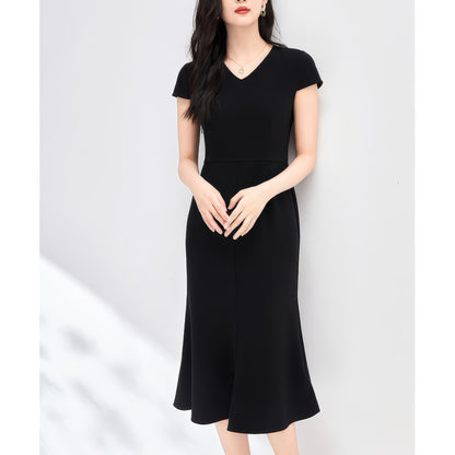 Flared V-Neck Midi Dress