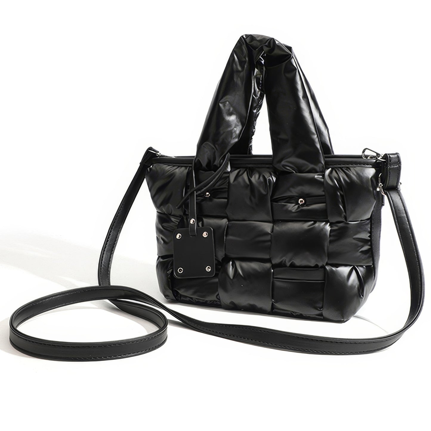 Padded Glossy Quilted Tote Bag