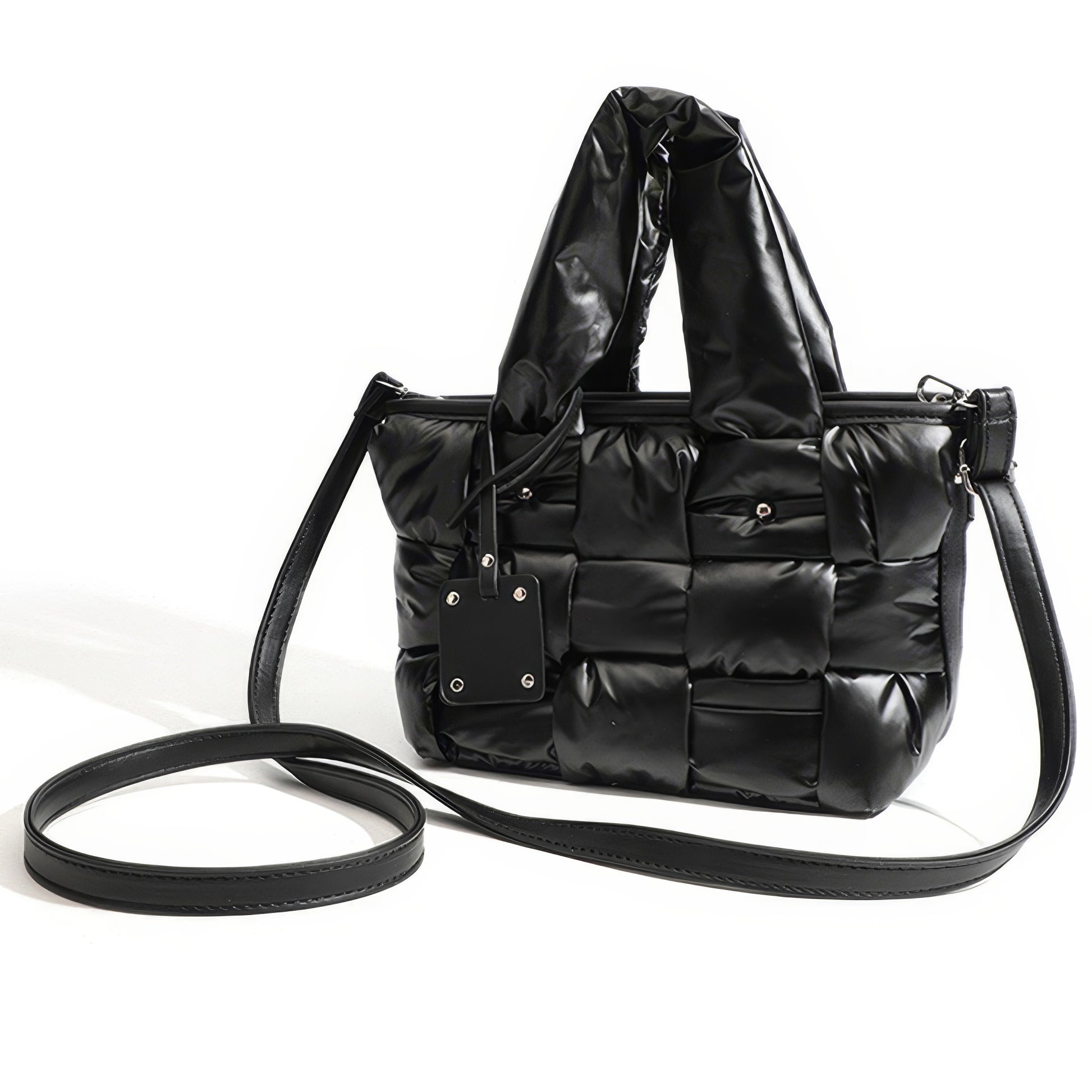 Padded Glossy Quilted Tote Bag