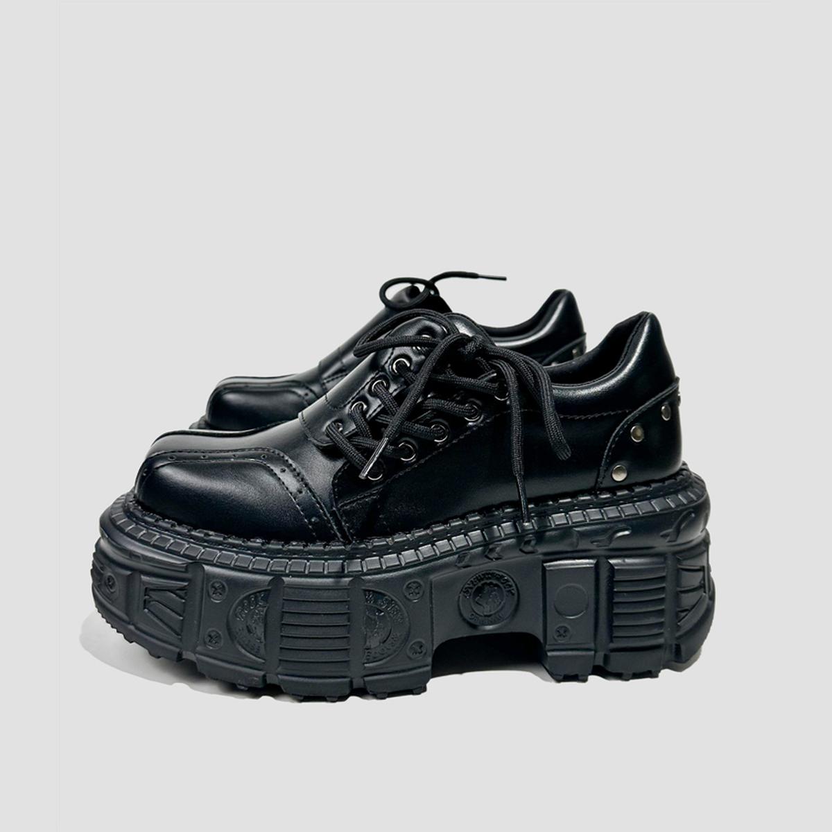 Black Chunky Industrial Platform Shoes