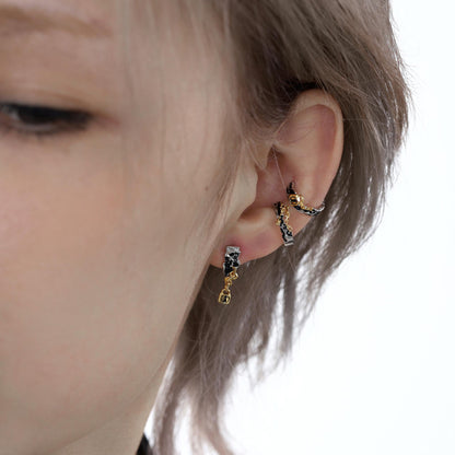 Gold Padlock and Key Ear Cuff Set