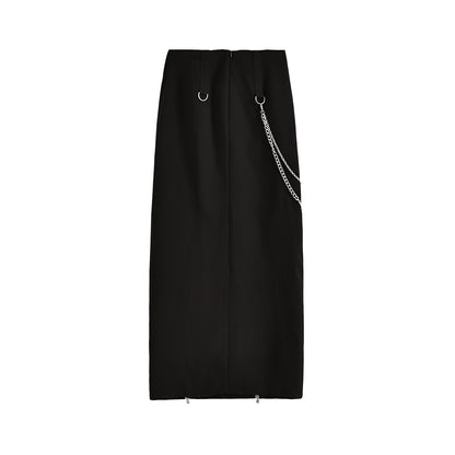 Chain-Detail Double Zip Skirt