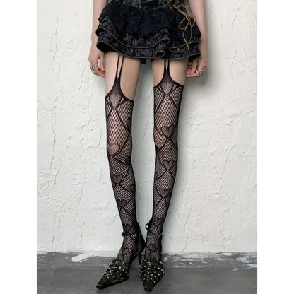 Heart Net Suspender Tights