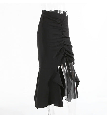 Ruched High-Slit Maxi Skirt