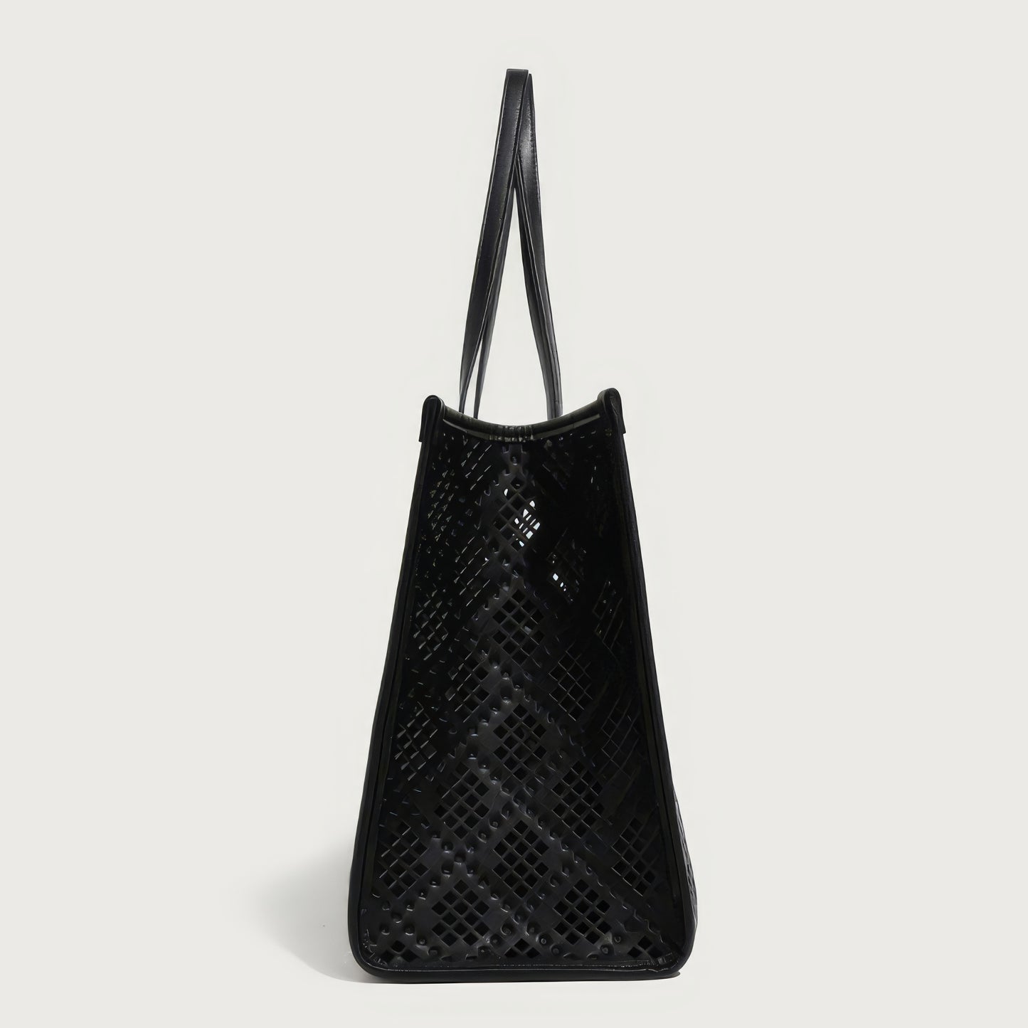Geometric Cutout Oversized Faux Leather Tote