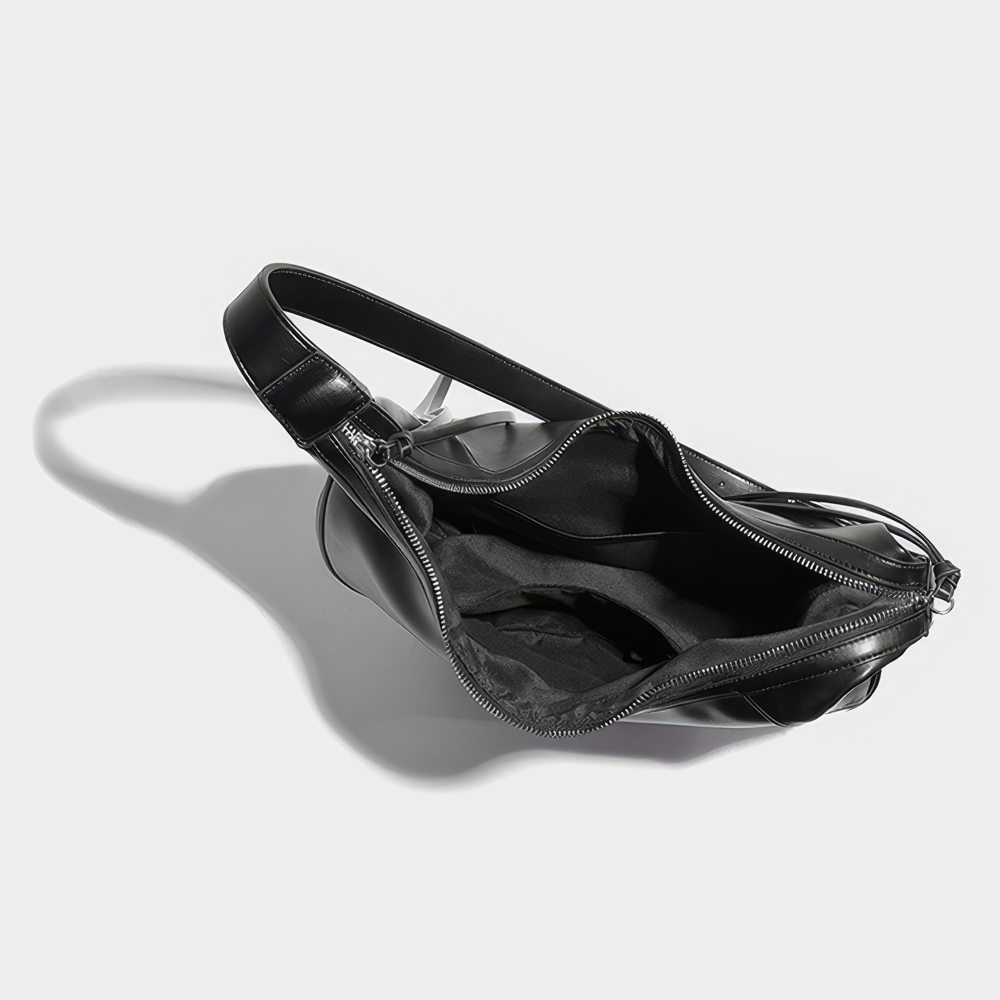 Curved Faux Leather Crescent Shoulder Bag