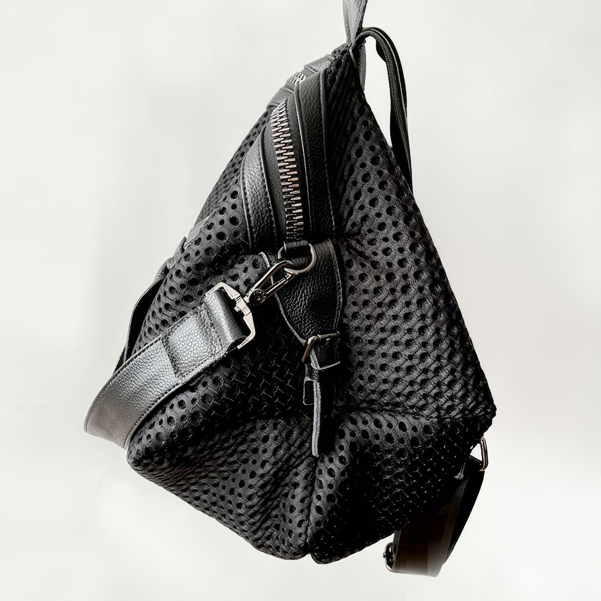 Perforated Mesh Convertible Zip Backpack
