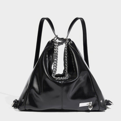 Chain Detail Soft Leather Shoulder Bag