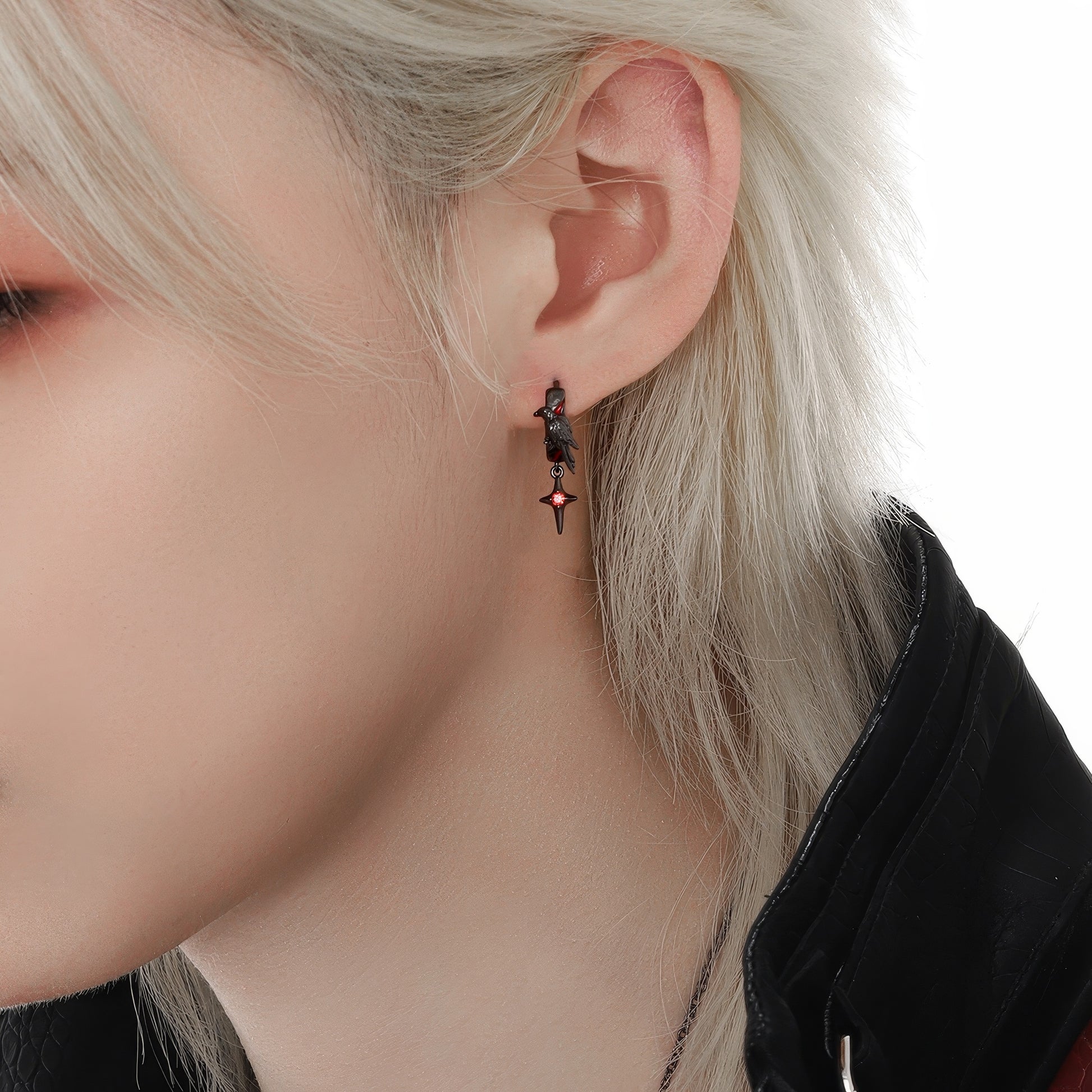 Black Raven Hoop Earrings
