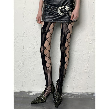 Oversized Cut-Out Mesh Tights
