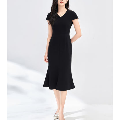 Flared V-Neck Midi Dress
