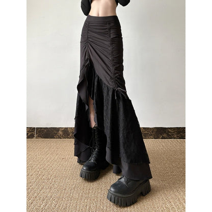 Ruched Layered Maxi Skirt