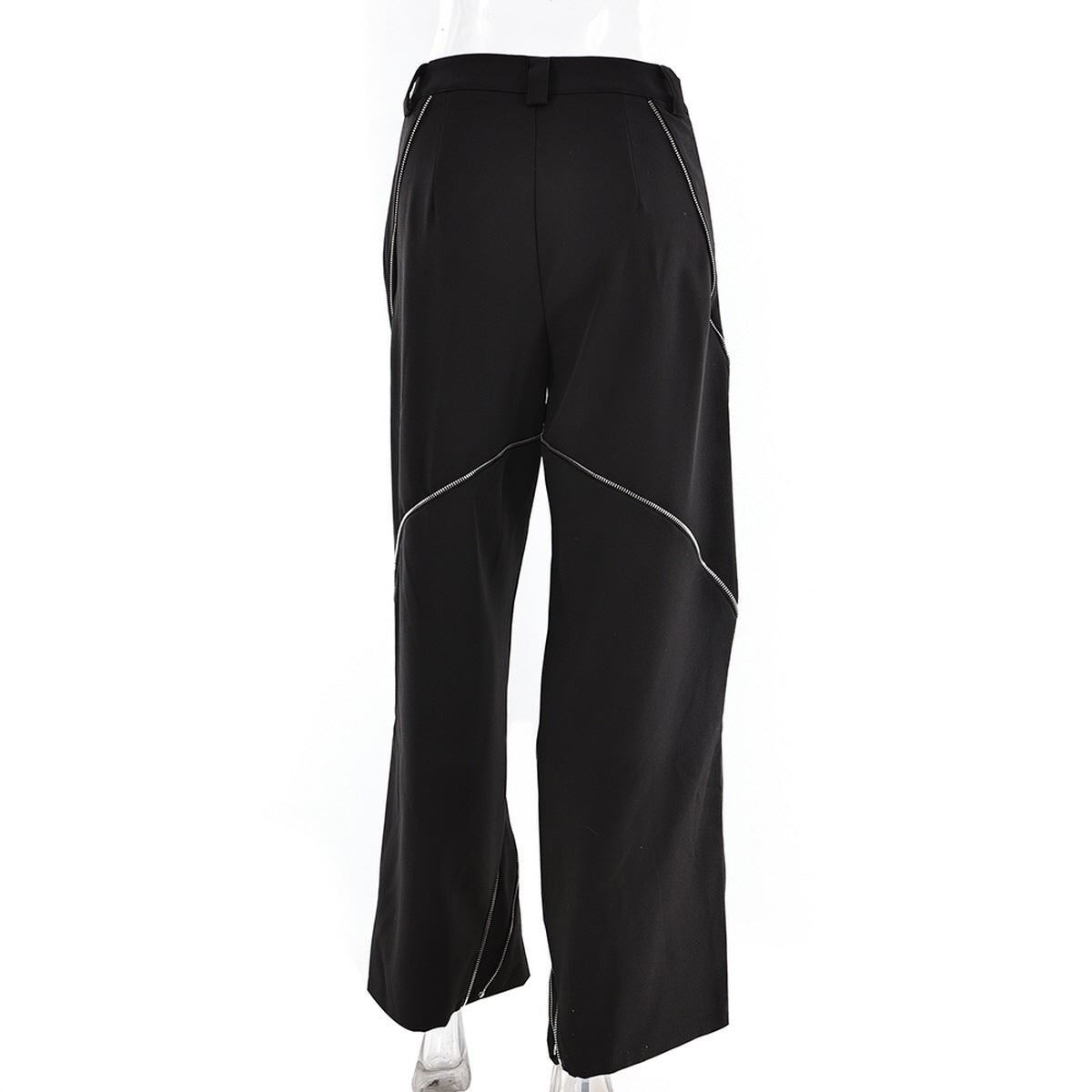 Zipper Detail Wide-Leg Pants