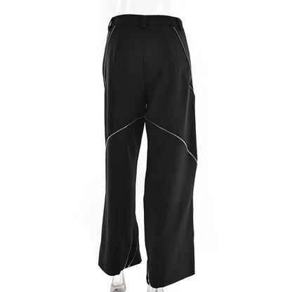 Zipper Detail Wide-Leg Pants