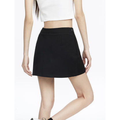 V-Waist Slit Hem Mini Skirt