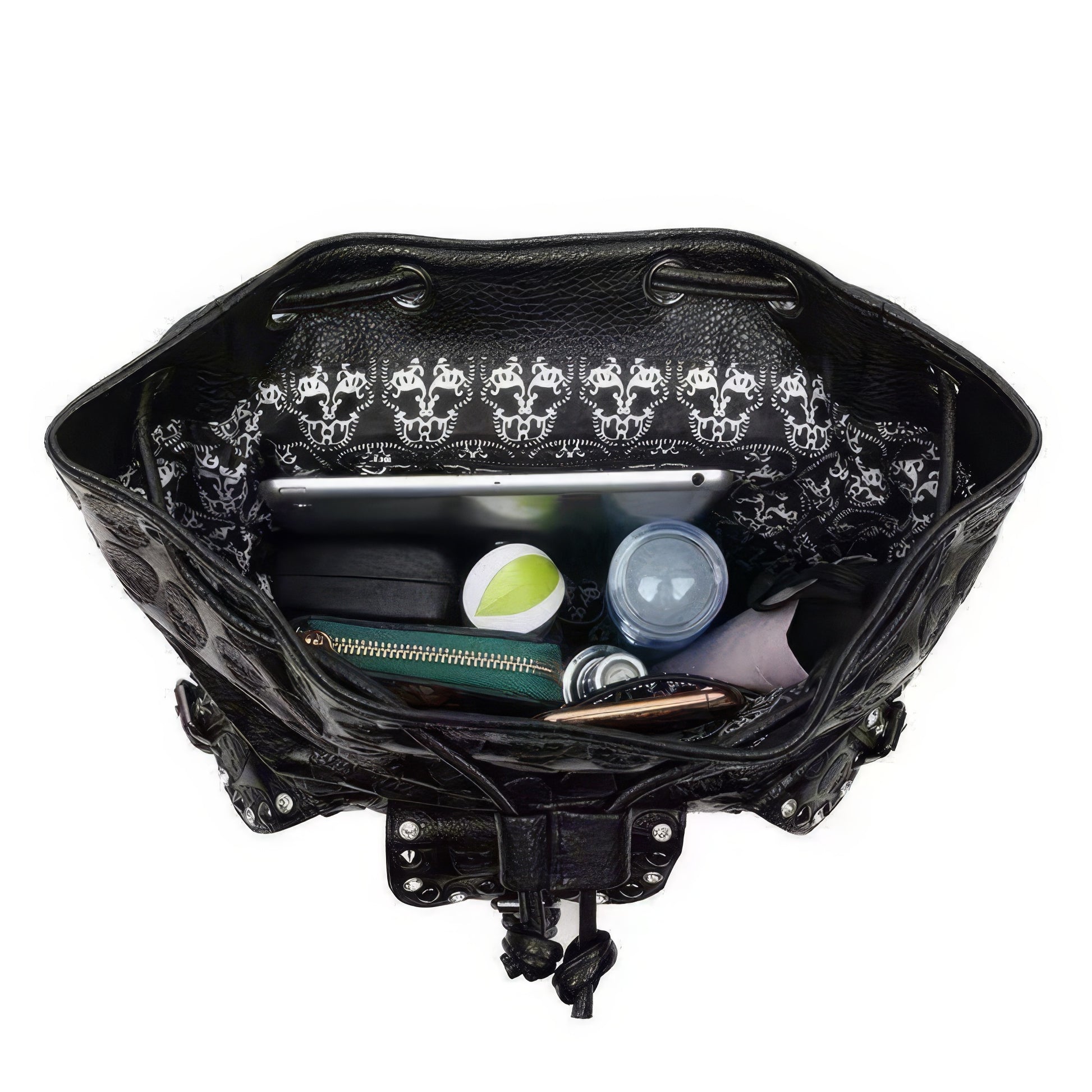 Studded Skull Pattern Flap Backpack