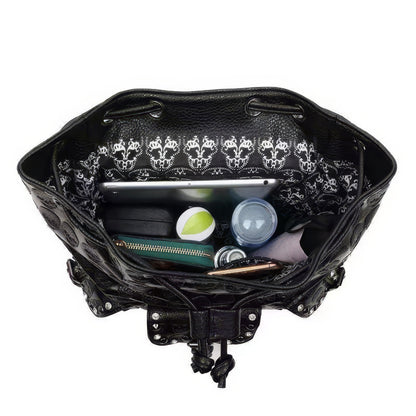 Studded Skull Pattern Flap Backpack