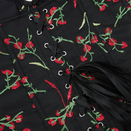 Embroidered Floral Sweetheart Corset Top