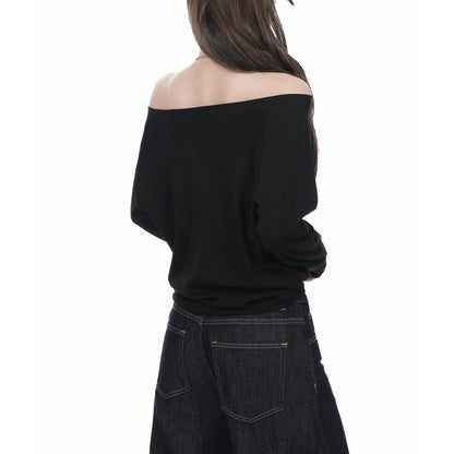 Off-Shoulder Long Sleeve Jersey Top