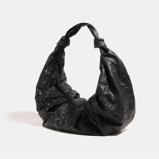 Crinkled Marble Texture Knot Shoulder Bag