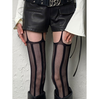 Vertical Mesh Stripe Garter Tights
