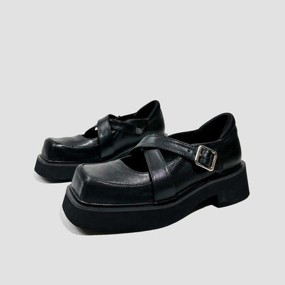 Black Platform Strap Mary Janes