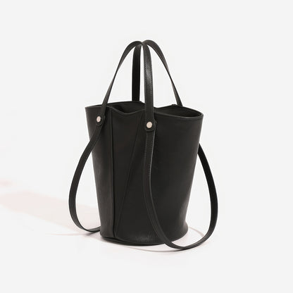 Minimal Black Faux Leather 2-Piece Tote Set