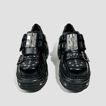 Black Metal Plate Platform Shoes