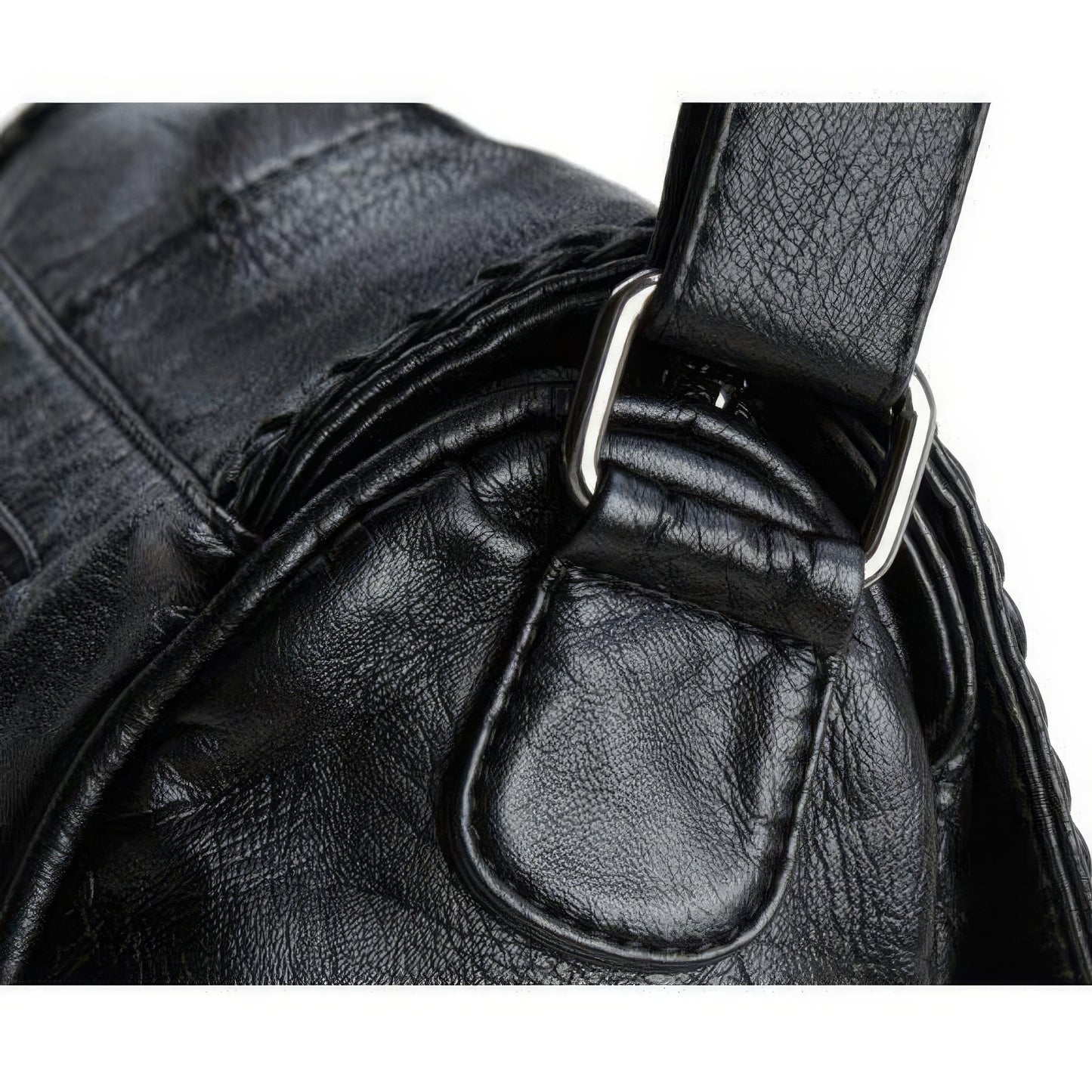 Braided Trim Flap Leather Crossbody Bag