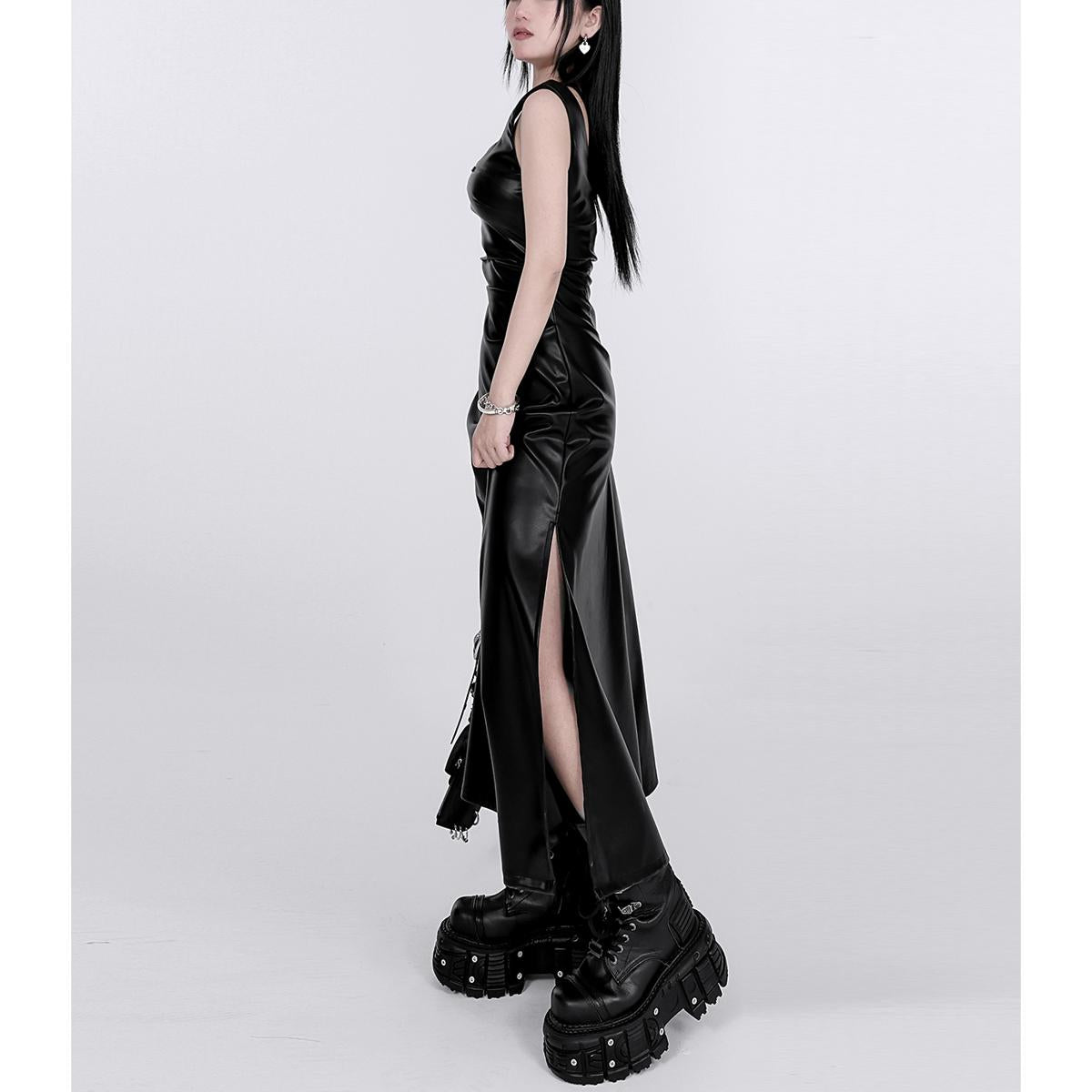 Satin Square Neck Sleeveless Maxi Dress