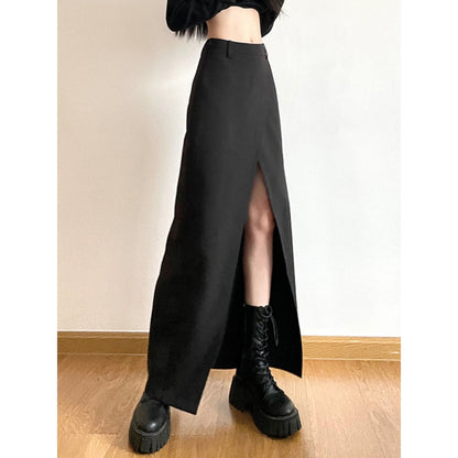 Front Slit Wrap Maxi Skirt