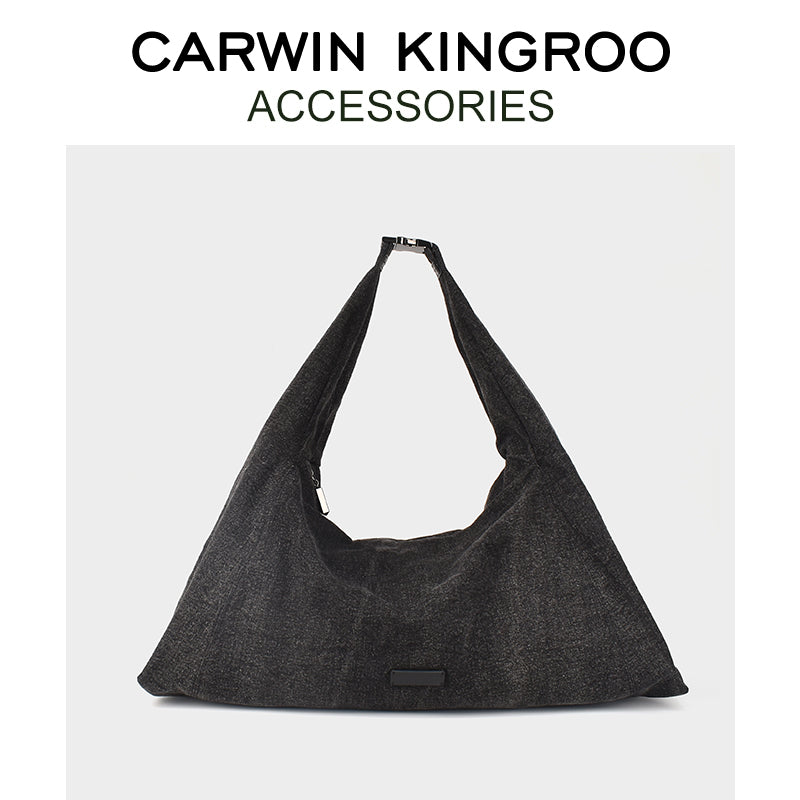 Charcoal Washed Oversized Hobo Bag