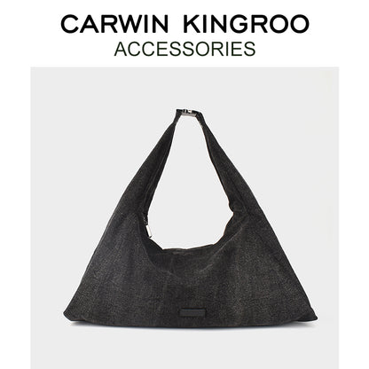 Charcoal Washed Oversized Hobo Bag