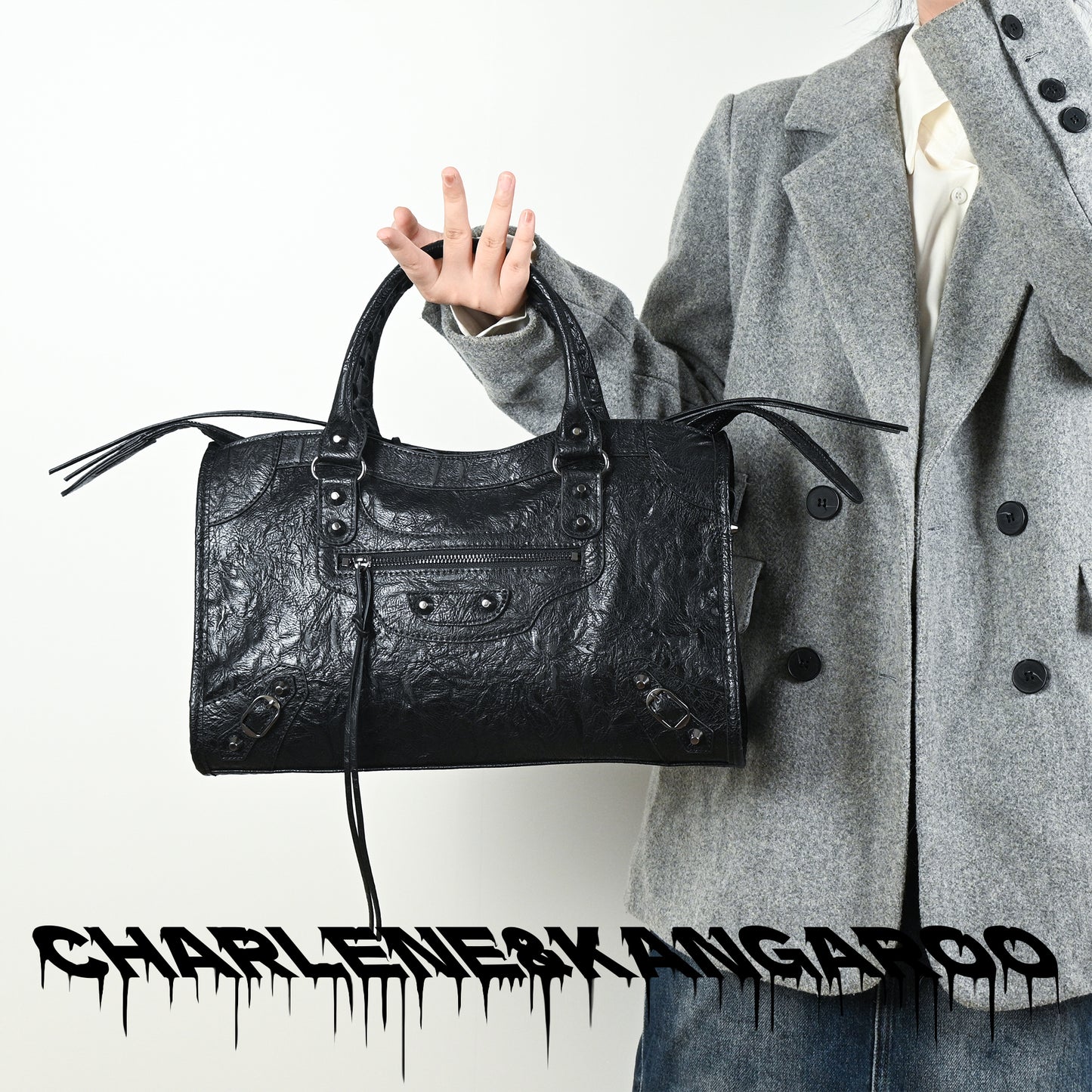 Distressed Buckle Strap Handbag