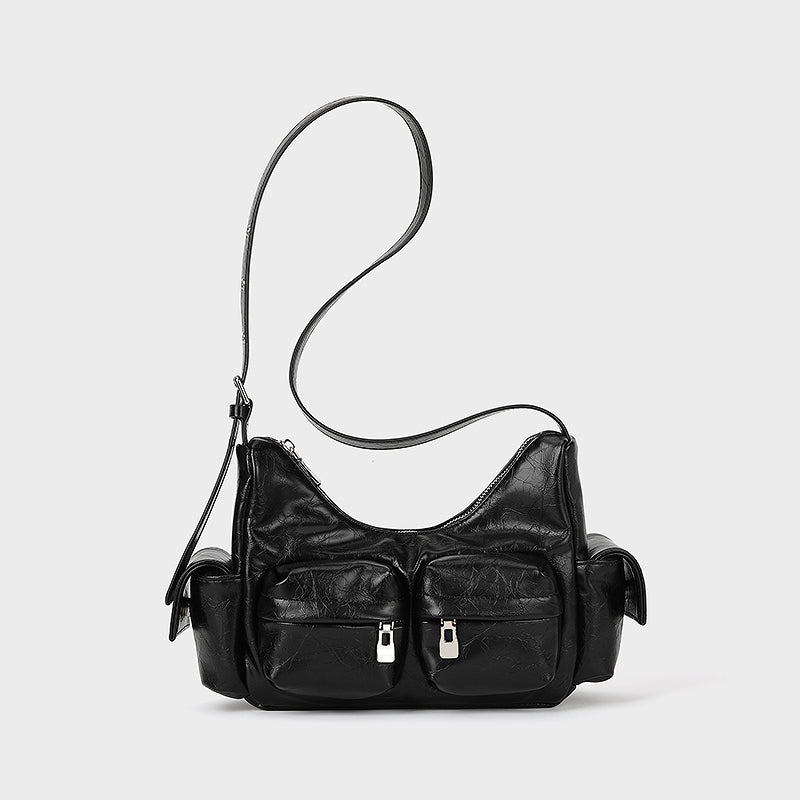 Multi Pocket Textured Shoulder Bag