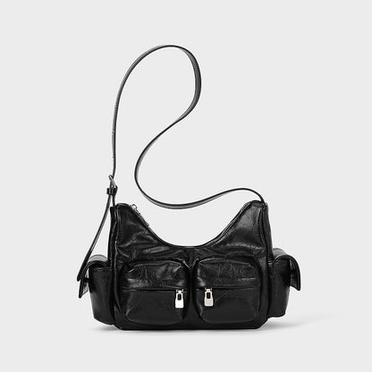 Multi Pocket Textured Shoulder Bag
