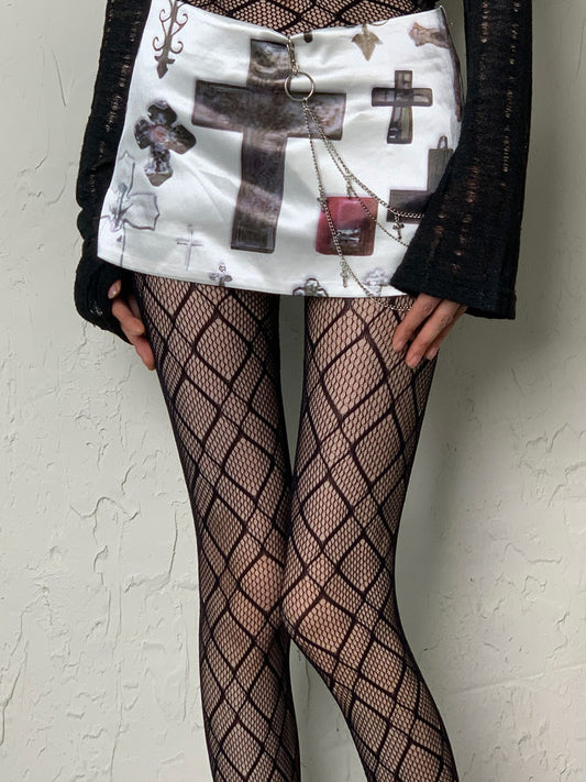 Crisscross Diamond Mesh Tights