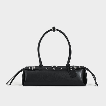 Buckle Strap Long Barrel Shoulder Bag