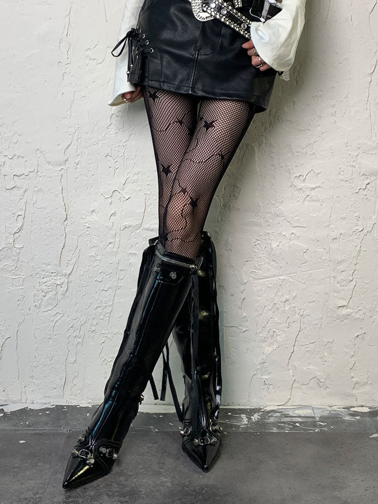 Bat Pattern Fishnet Tights