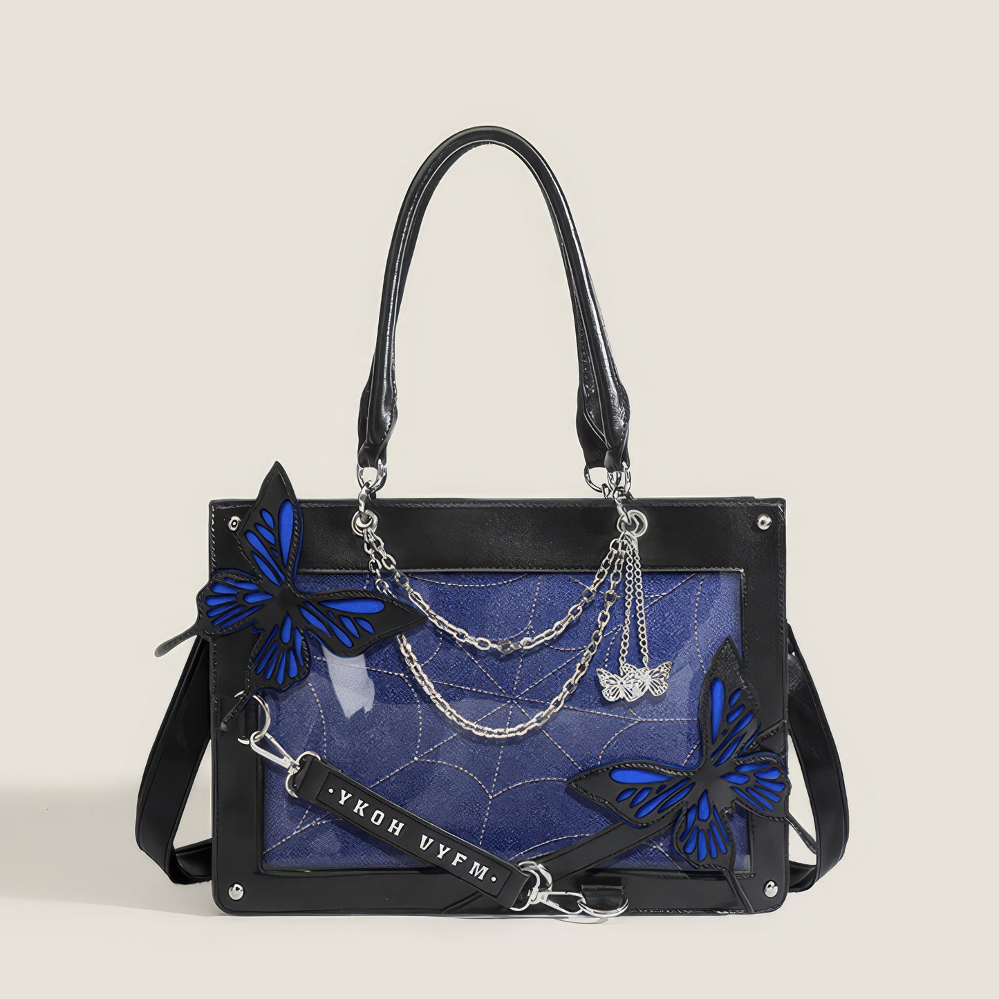 Butterfly Chain Panel Satchel Bag