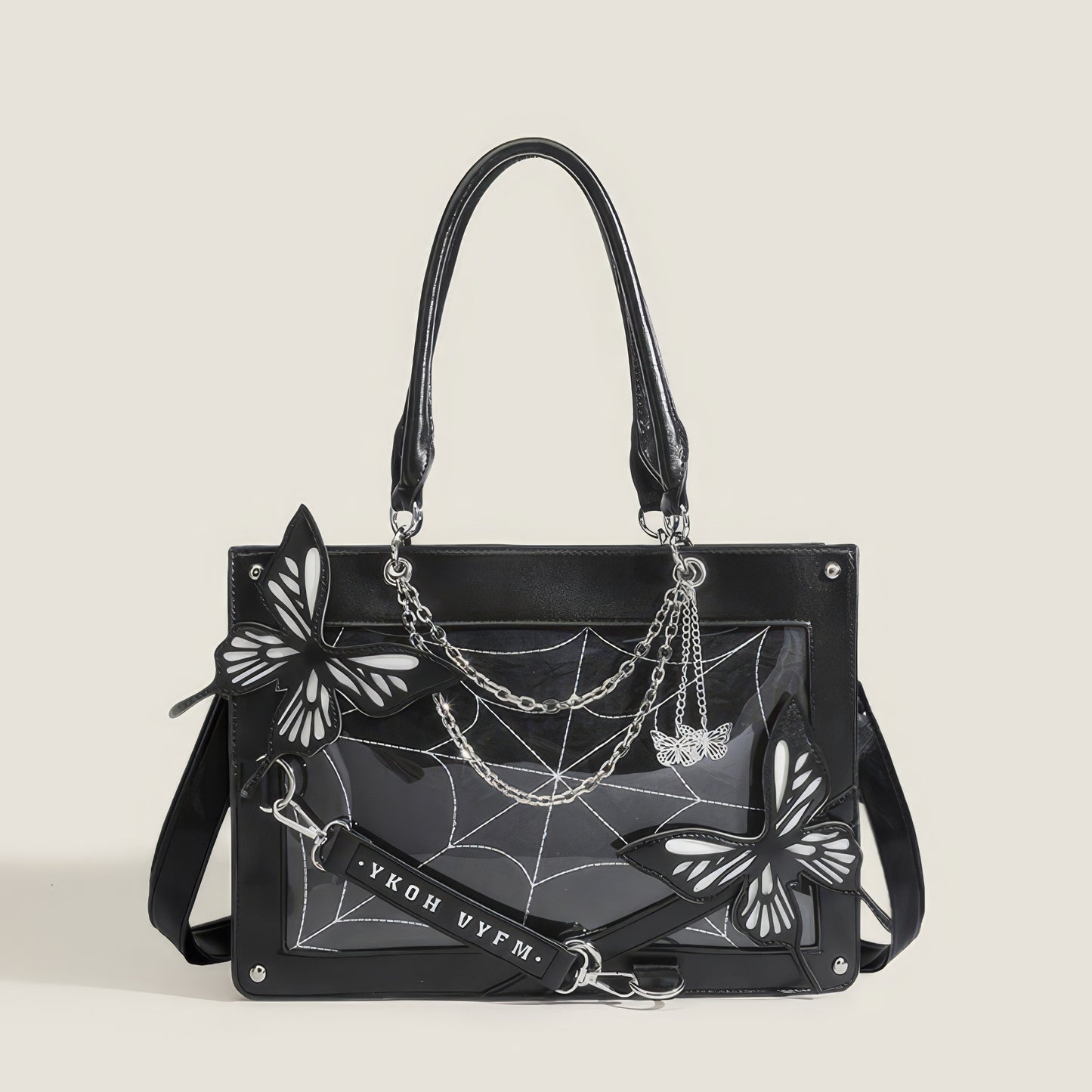Butterfly Chain Panel Satchel Bag