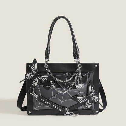Butterfly Chain Panel Satchel Bag