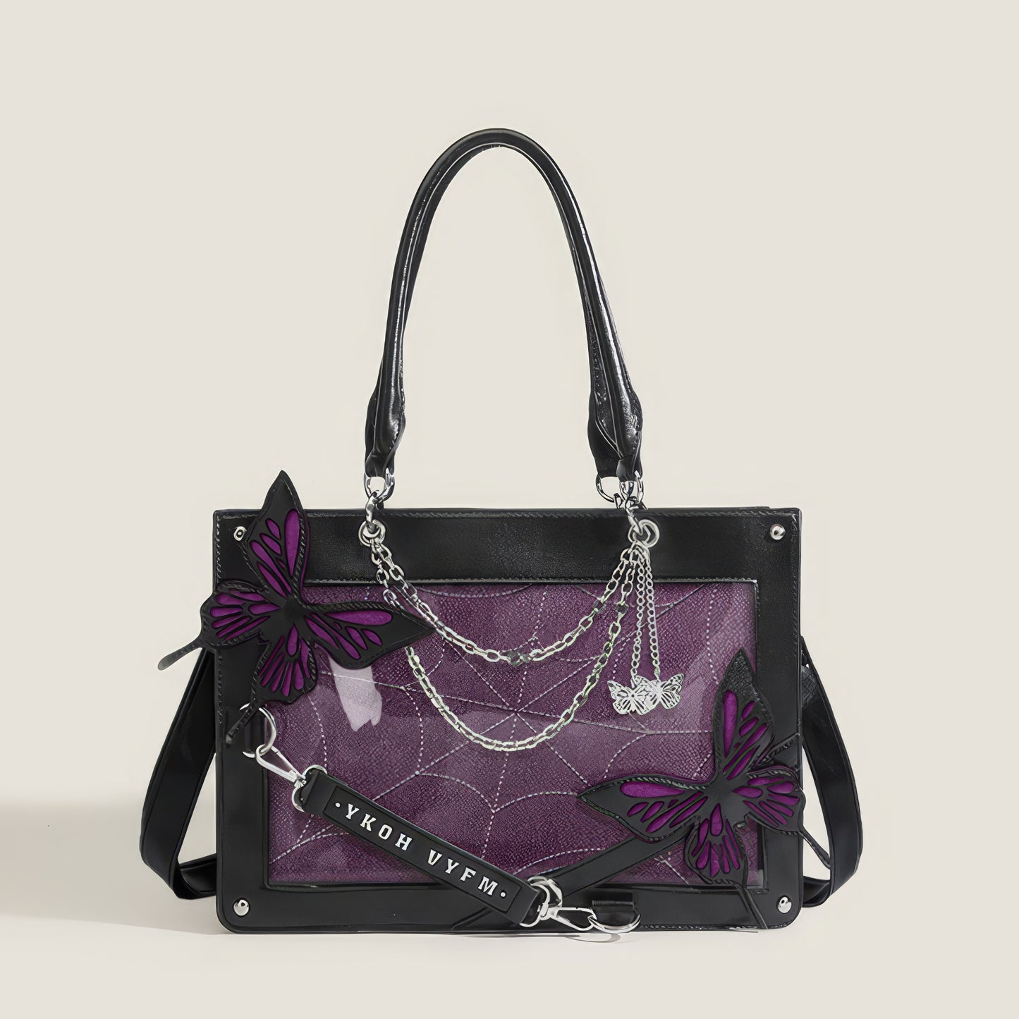 Butterfly Chain Panel Satchel Bag