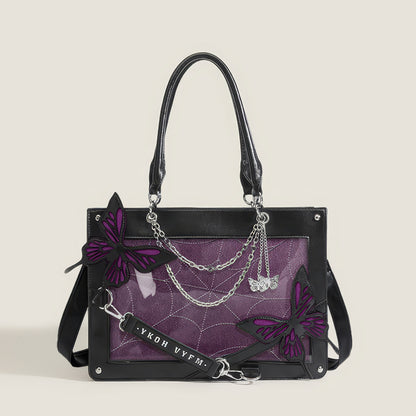 Butterfly Chain Panel Satchel Bag